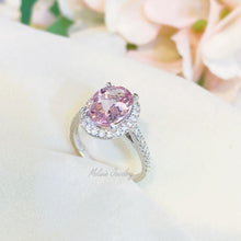 Load image into Gallery viewer, Pink Morganite in Classic Halo Diamond Ring