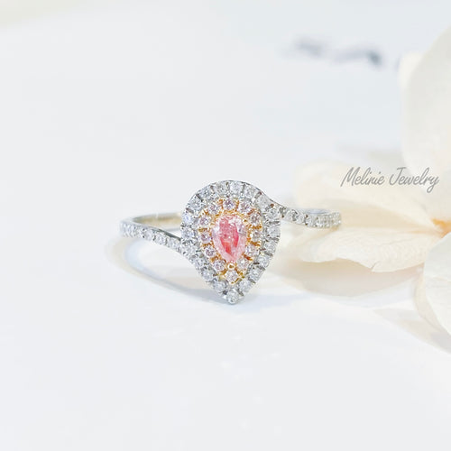 Waterdrop Shape Pink Diamond Ring