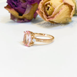 Pink Morganite Ring in Side Diamonds