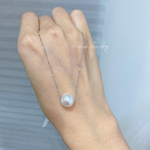 Solo Oversized Floating Pearl 18K Gold Necklace