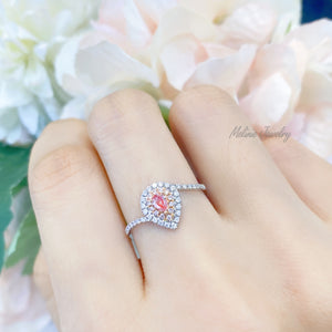Waterdrop Shape Pink Diamond Ring