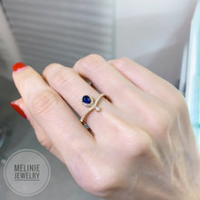 Load image into Gallery viewer, Blue Sapphire Crown Diamond 18K Ring