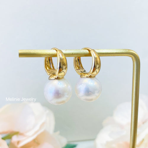 Oversized Pearl 18K Gold Hoops Earrings