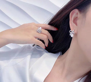 Ribbon Lady Akoya Diamond Earrings