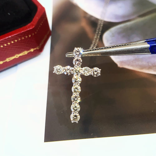One Carat Diamond Cross Necklace Set