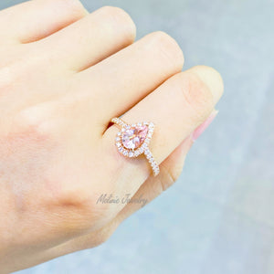 Waterdrop Pink Morganite Diamond Ring