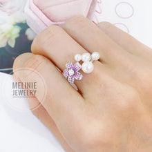 Load image into Gallery viewer, Sakura Pink Sapphire Akoya Diamond 18K Ring