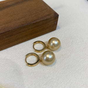 South Sea Champaign Gold Pearl 18K Hoops
