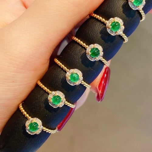 秘密的森林 蛋面祖母綠鑽石戒指