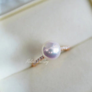 Solitude Akoya Pearl Diamond Ring