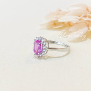 Princess Setting Pink Sapphire Diamond Ring