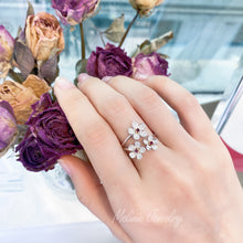Load image into Gallery viewer, Peony Ruby Tri-Flower Diamond Ring