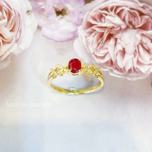 Evelyn Double Clover Ruby Ring