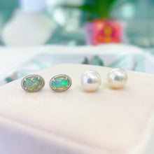 Load image into Gallery viewer, Two-Way Opal Gemstone Akoya 18K Gold Earrings