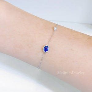 Solitude Blue Sapphire Diamond 18K Bracelet