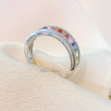 Load image into Gallery viewer, Rainbow Princess Cut Sapphire Ring