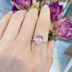 Pink Morganite Ring in Side Diamonds