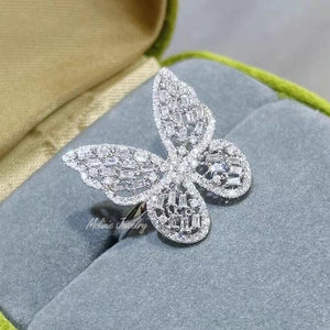 Butterfly In Emerald Cut Diamond Ring