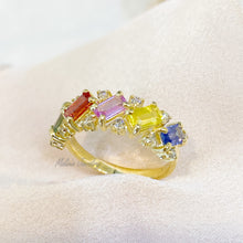 Load image into Gallery viewer, Rainbow Sapphire Diamond Ring