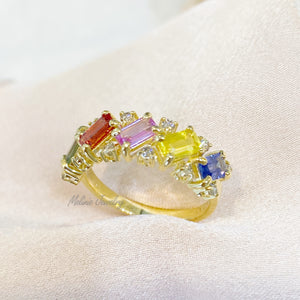 Rainbow Sapphire Diamond Ring