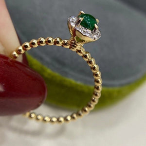 秘密的森林 蛋面祖母綠鑽石戒指