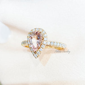 Waterdrop Pink Morganite Diamond Ring