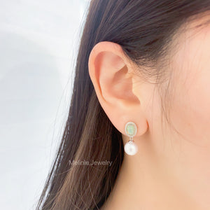 Two-Way Opal Gemstone Akoya 18K Gold Earrings