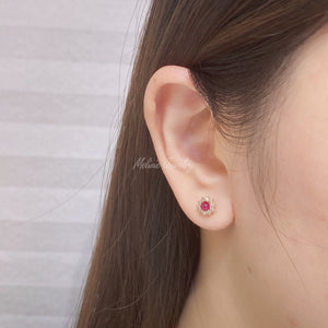 Two-Way Halo Diamond on Ruby Earrings