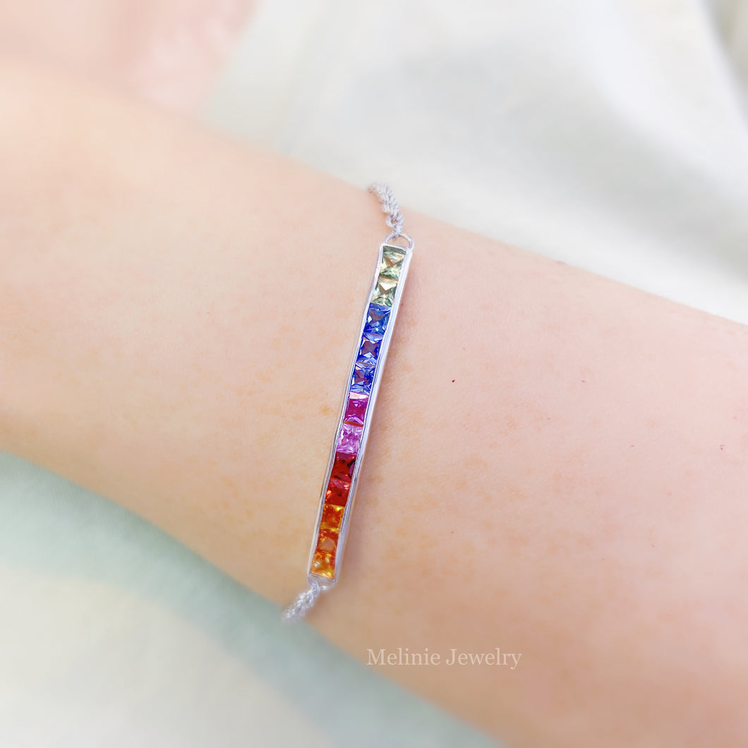 Rainbow Sapphire 18K Twist Bracelet