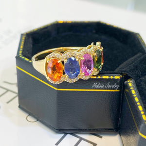 Rainbow Sapphire Mixed Colors Diamond Ring